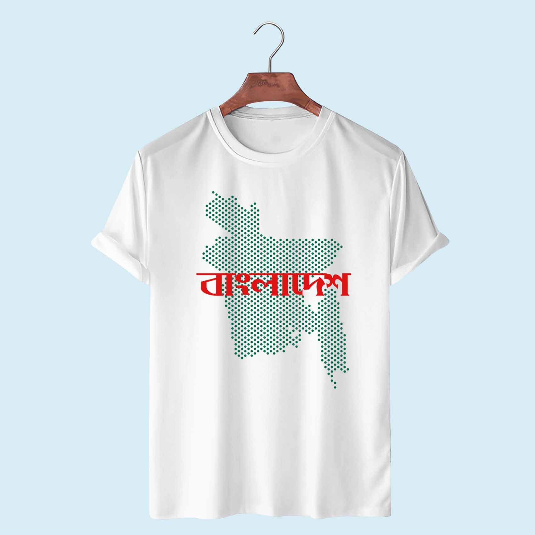 Bangladesh Map Half Sleeve T-Shirt (White Color)